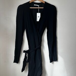 Reformation Long Sleeve Wrap Dress - Black